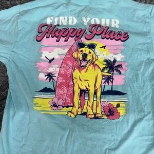 Girl’s Light Blue Graphic Tee with Yellow Dog